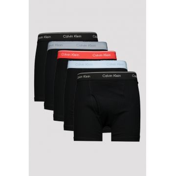 Set de boxeri cu banda logo in talie - 5 perechi - Negru/Gri deschis/Albastru lavanda