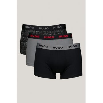 Set de boxeri cu model si banda cu logo in talie - 3 perechi - Gri/Negru