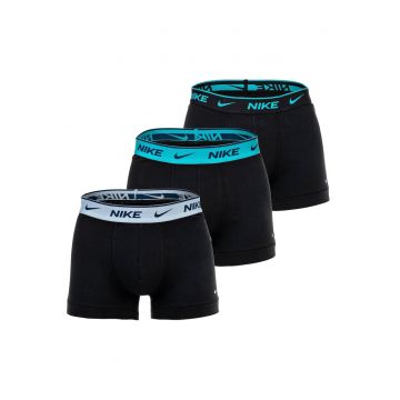 Set de boxeri cu tehnologie Dri-FIT si logo - 3 perechi - Negru/Albastru aquamarin