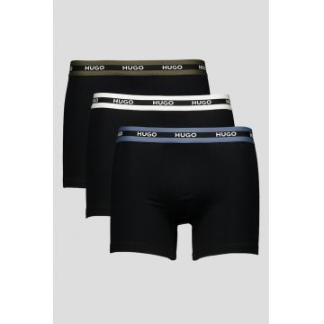 Set de boxeri din amestec de bumbac cu banda logo in talie - 3 perechi - Negru