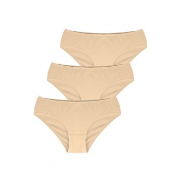 Set de chiloti uni - 3 perechi - Bej