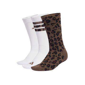 Set de sosete lungi cu model - 3 perechi - Alb/Maro
