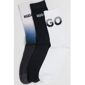 Set de sosete lungi cu model - 3 perechi - Negru/Crem