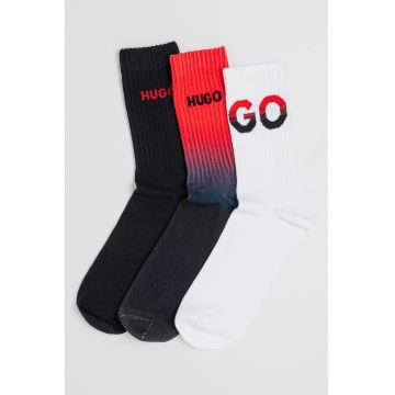 Set de sosete lungi cu model - 3 perechi - Rosu/Albastru/White