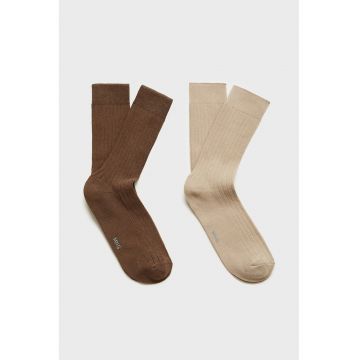 Set de sosete lungi striate - 2 perechi - Maro/Bej