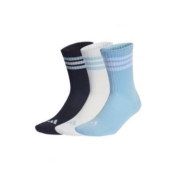 Set de sosete lungi unisex cu striatii - 3 perechi - Albastru ultramarin/Alb optic/Albastru glaciar