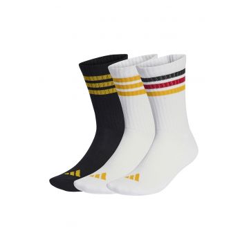 Set de sosete lungi unisex cu striatii - 3 perechi - Negru/Galben/Alb optic