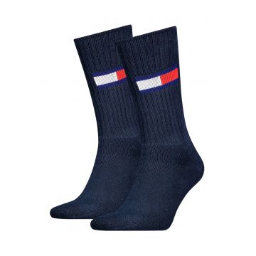 Set de sosete lungi unisex - striate - 2 perechi - Alb - Rosu melage/Alb murdar