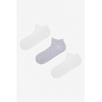 Set de sosete pana la glezna - 2 perechi - Gri melange/Alb murdar