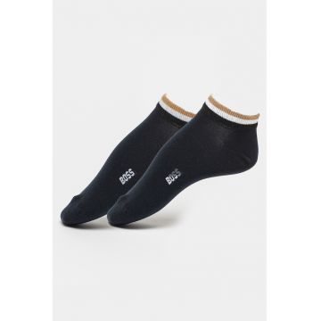 Set de sosete pana la glezna cu imprimeu logo - 2 perechi - Albastru ultramarin