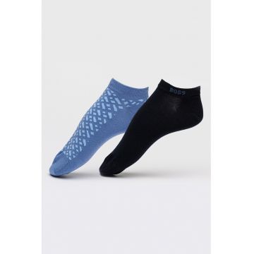 Set de sosete pana la glezna cu model - 2 perechi - Albastru