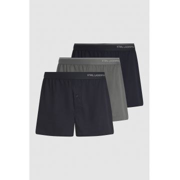 Boxeri din bumbac cu banda logo in talie - Negru/Gri inchis