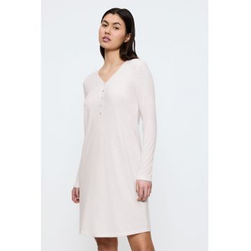 Camasa de noapte lejera cu decolteu in V - Crem