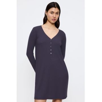 Camasa de noapte lejera cu decolteu in V - Gri inchis