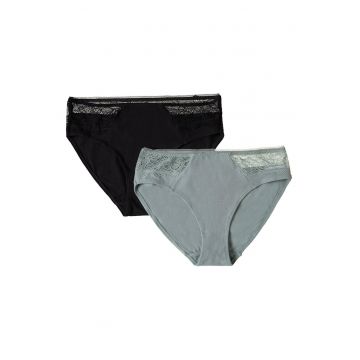 Chiloti de tip figi  Hally set de 2 perechi verde pal - negru