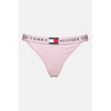 Chiloti din amestec de bumbac cu logo in talie - Roz pastel