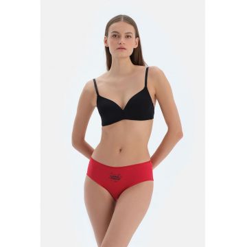 Chiloti hipster cu imprimeu discret - Rosu