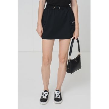 Fusta mini cu snur in talie - Auriu/Negru