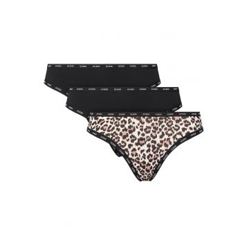 Lenjerie intima dama -  Negru/Leopard - 3 perechi