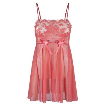 Neglijeu cu insertii de dantela - Coral