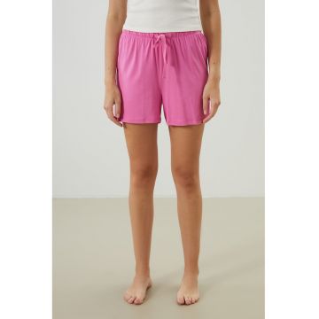 Pantaloni scurti de pijama cu snur in talie - Alb/Roz