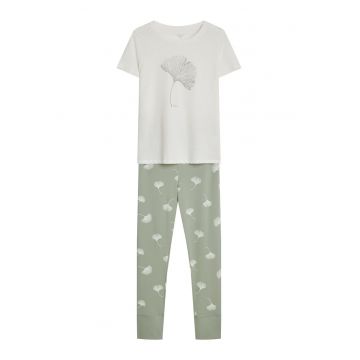 Pijama dama alb-verde Cervia - Floral