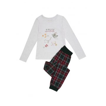 Pijama dama  Florencia - Craciun - rosu - bumbac - set - Rosu/Alb