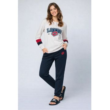 Pijama dama  LP6106 - set 2 piese din bumbac Alb - Negru - Rosu/Alb/Bleumarin