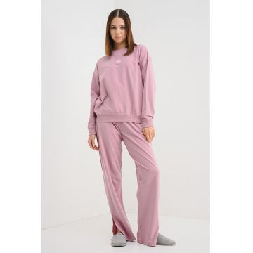 Pijama din amestec de bumbac cu logo - Roz prafuit