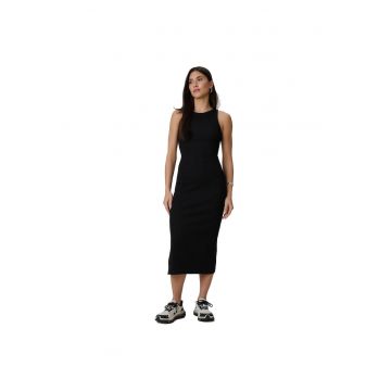 Rochie sport dama -  maxi - neagra - tricot striat - fara maneci