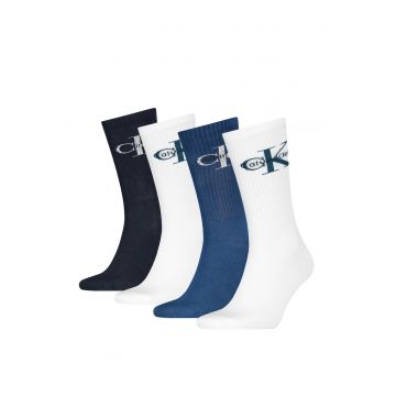 Set 4 perechi sosete lungi  Alb - Negru - Alb/Albastru