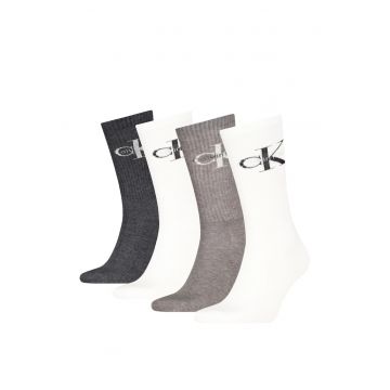 Set 4 perechi sosete lungi  Alb - Negru - Alb/Gri