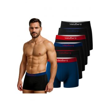 Set 6 Boxeri Barbati -  Scandinavian Style - Bumbac - Negru/Albastru
