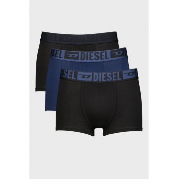 Set de boxeri cu banda logo in talie Mike - 3 perechi - Negru/Albastru inchis