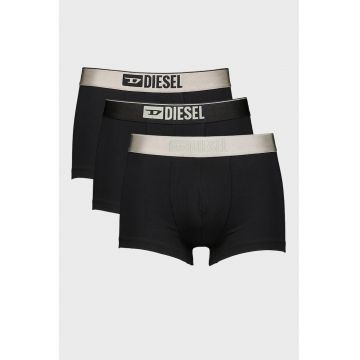 Set de boxeri cu bandal logo in talie Damien - 3 perechi - Negru/Gri deschis/Argintiu