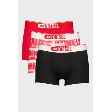 Set de boxeri cu model uni si model Damien - 3 perechi - Rosu/Negru/Alb optic