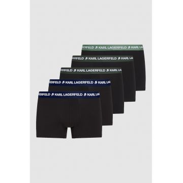 Set de boxeri din bumbac organic cu detaliu cu logo - 5 perechi - Negru stins