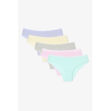 Set de chiloti striati cu model uni - 5 perechi - Multicolor