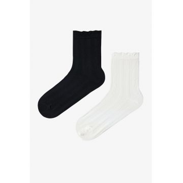 Set de sosete lungi - 2 perechi - Alb/Negru