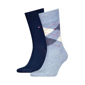 Set de sosete lungi cu logo discret - 2 perechi - Albastru deschis/Bleumarin