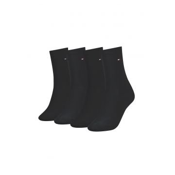 Set de sosete lungi cu monograma discreta - 4 perechi - Negru