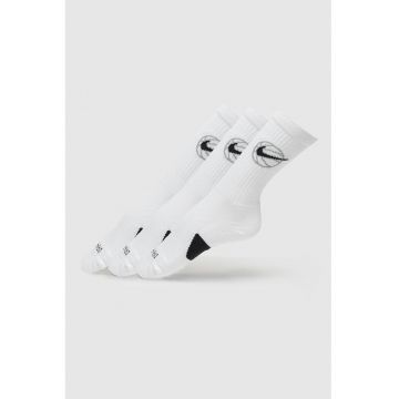 Set de sosete lungi unisex cu tehnologie Dri-Fit - pentru baschet - 3 perechi - Alb