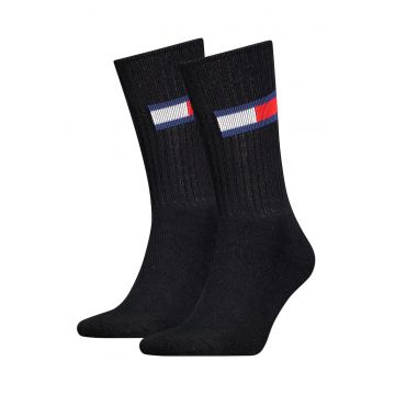 Set de sosete lungi unisex - striate - 2 perechi - Alb - Alb/Negru/Albastru