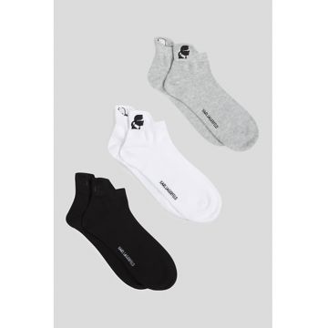 Set de sosete pana la glezna - 3 perechi - Alb/Negru/Gri melange