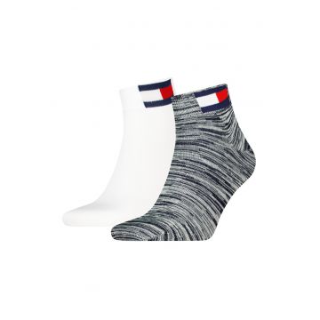 Set de sosete unisex pana la glezna din amestec de bumbac - 2 perechi - Alb optic/Gri inchis