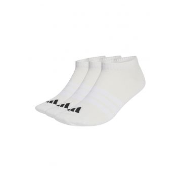 Set de sosete unisex pana la glezna Essentials - 3 perechi - Alb fildes/Negru