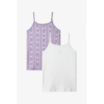 Set de top-uri cu imprimeu cu unicorn - 2 piese - Alb/Lila