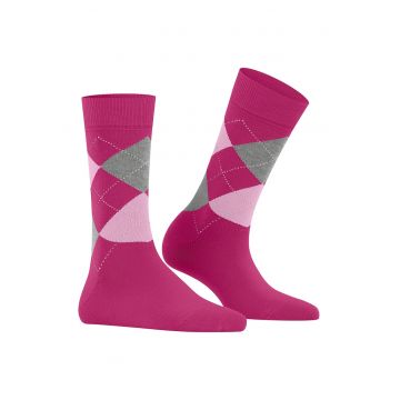 Sosete lungi cu model argyle Queen - Gri melange/Roz