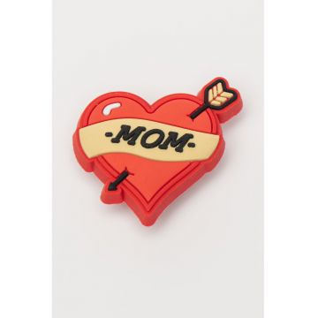 Talisman in forma de inima - pentru saboti Jibbitz - Galben pal/Rosu vermillion