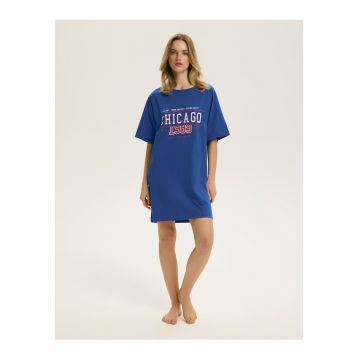Camasa de noapte dama cu print text - albastru - Kelle Bloovii - Text